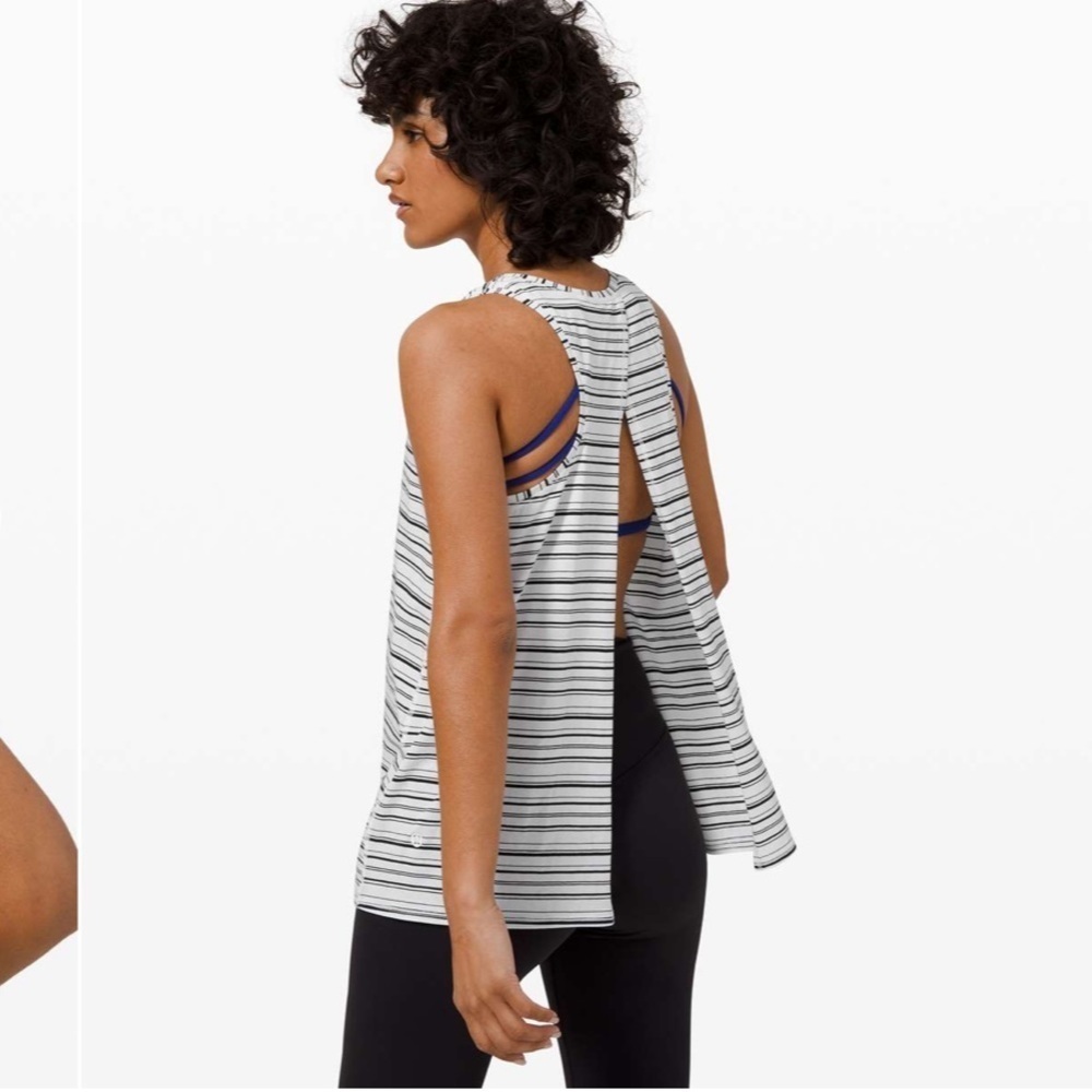 Lululemon All Tied Up Tank
Cut out Back Stripe White Black NWOT Sz 6​​​​ ☀️​ - Picture 8 of 10